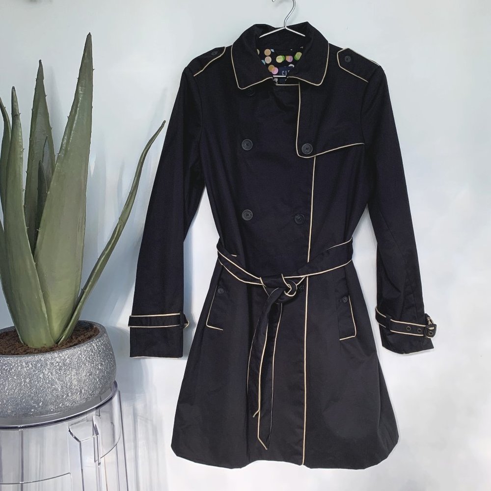 Gap Trench Coat water resistant with contrast piping and polka dot linin… - Picture 1 of 13